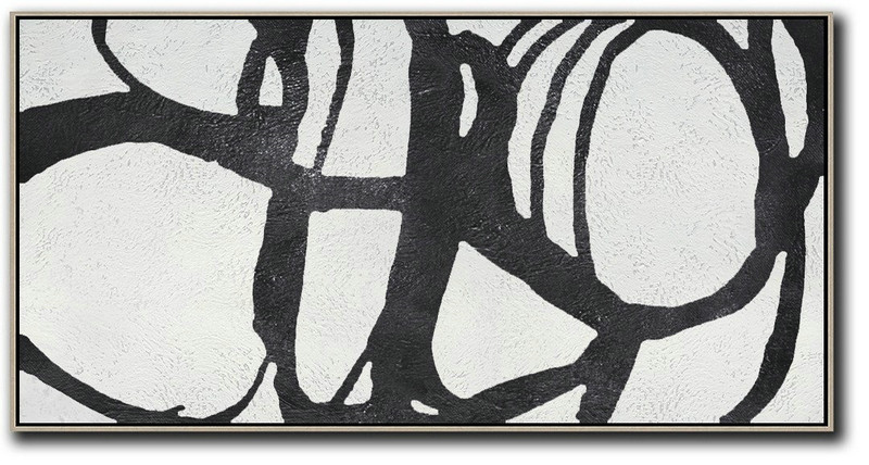 Original Art Acrylic Painting,Oversized Panoramic Minimal Art On Canvas - Lounge Wall Decor